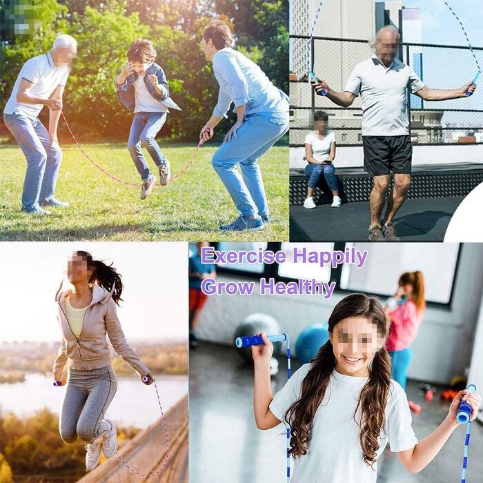 Скакалка для фітнесу Cafurty з м'якими намистинами, без спутанню, регульована довжина, 9.8 футів (блакитна)