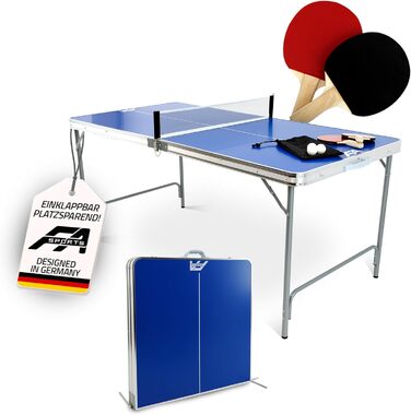 Стіл для пінг-понгу складний Fabula для дітей та підлітків, Indoor & Outdoor, розмір midi, 165x84x72 см, FASports з сіткою, ракетками, м'ячем