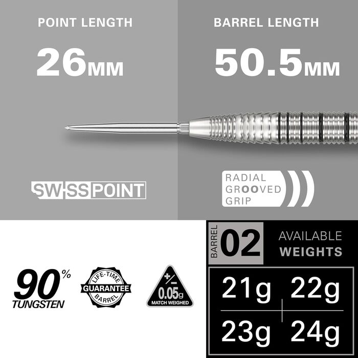 Дарти Target Darts EXO Edition 90% Tungsten (Вольфрам) 24g – Професійний набір сталевих дротиків з наконечниками Stahlspitze, Swiss Point, Pro Grip та польотами No.6