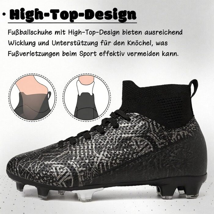 Дитячі футбольні бутси для хлопчиків та дівчаток, розмір 36 EU, чорний колір