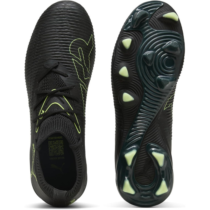 Жіночі футбольні бутси PUMA Future 8 Match FG/AG, 43 EU, чорний/світло-зелений/жовтий