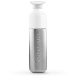Сталева пляшка для води Dopper 450 мл, сіра — герметична спортивна фляга з нержавіючої сталі 18/8, без BPA, для спорту, офісу та активного відпочинку
