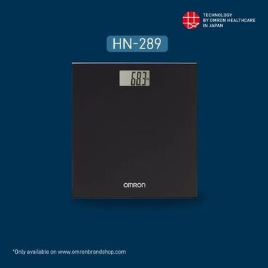 OMRON HN289 електронна вага для людей з великим LCD-дисплеєм і нековзними ніжками, ультратонка чорна вага для тіла