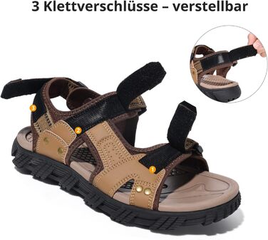 Чоловічі сандалі для активного відпочинку та туризму Khaki Leder, 47 EU - Водонепроникні шкіряні сандалі