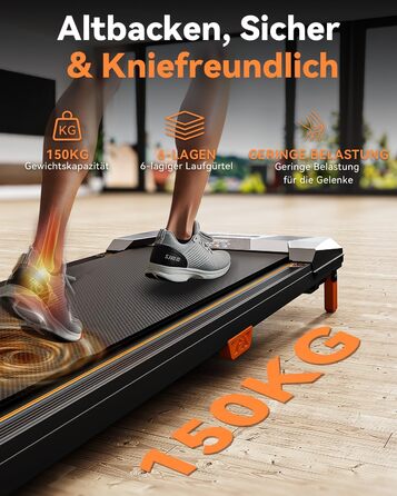 Біговий доріжка BestGod для дому та офісу, Walking Pad з нахилом 5%, потужність 2.5 HP, тиха бігова доріжка з пультом дистанційного керування, до 150 кг, чорний