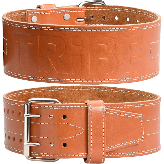 Преміальний ремінь для важкої атлетики 5 мм – 100% натуральна шкіра, для присідань, пауерліфтингу та силових тренувань, фітнес-ремні, середній розмір (об'єм талії 74-91 см), коричневий