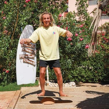 Набір балансбордів F2 Balance Board Set з пробковою ролкою та півсферою. Дерев'яний набір для балансу, фітнесу та рівноваги. Підходить для віндсерфінгу, кайтсерфінгу, вінгфойлу та інших водних видів спорту. (Дошка Surfer 76 см + пробкова роліка та півсфер