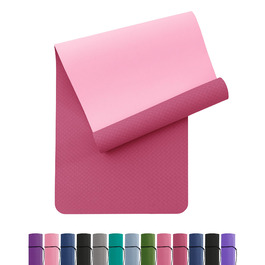 Йога-килимок Narwhal протиковзкий з TPE для фітнесу, пілатесу та тренувань, з ременем для перенесення, 183 x 61 x 0.6 см, колір слива-рожевий