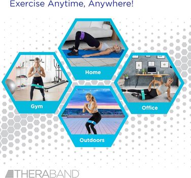TheraBand Гумові петлі для сідниць та ніг (4 шт.) - еластичні стрічки для фітнесу вдома та подорожей, для чоловіків та жінок