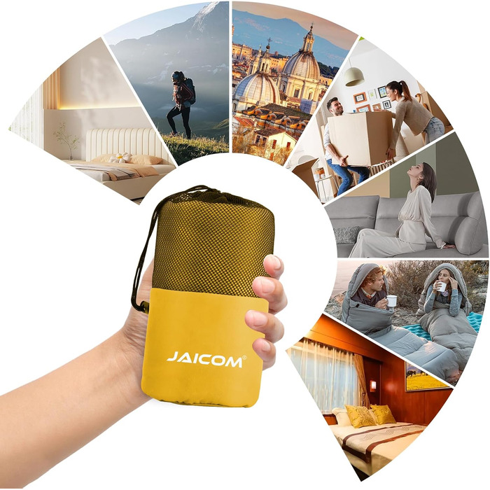 Легкий шовковий спальний мішок для подорожей 2в1, мікрофібра, зручний, компактний, для кемпінгу, зеленого кольору (Golden)