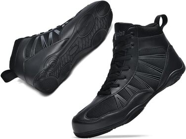 Боксерські черевики чоловічі хай-топ, унісекс, чорні. Професійні боксерські черевики для занять та тренувань. Розмір 43 EU.