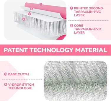 AirTrack Мат для гімнастики з електричною помпою, 10-600 см заввишки, 2-6 м завдовжки, рожевий, 600x100x10 см