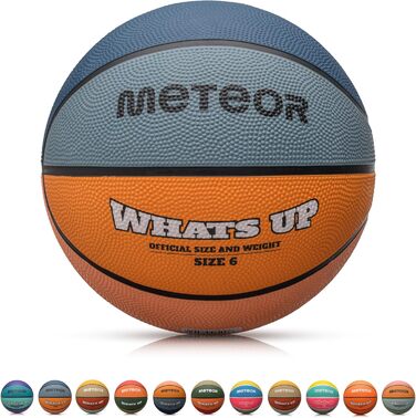 Дитячий баскетбольний м'яч meteor Whats UP, розміри 1-7, м'який, для дітей 4-8 років, навчальний, синьо-помаранчевий