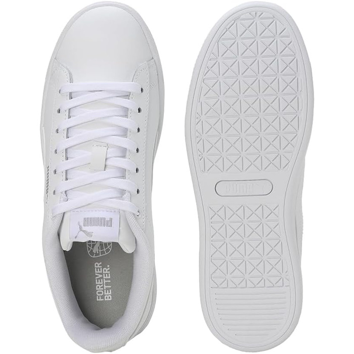 Жіночі шкіряні кросівки PUMA Vikky V3 Lthr, білі з сріблястими деталями, розмір 39 EU