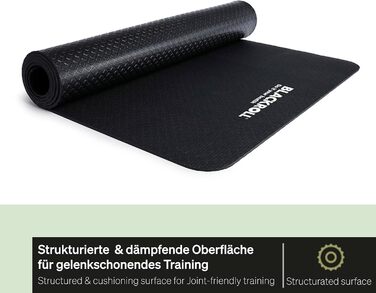 Фітнес-мат BLACKROLL® MAT 65x185 см, нековзкий килимок для йоги, пілатесу та тренувань, структурована поверхня, амортизація, чорний, вироблено в Німеччині