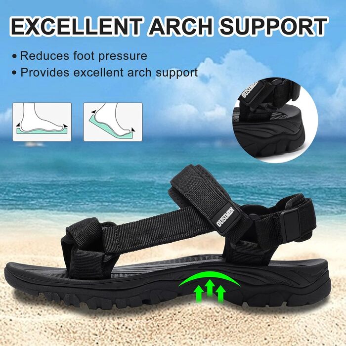 Чоловічі трекінгові сандалі SYKT для туризму та відпочинку на природі (чорні, 43 EU)