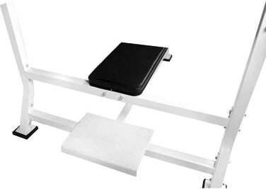 Лавка для жиму GORILLA SPORTS з тримачем для гантелей, 143x110x103 см, до 250 кг, біла — тренувальна фітнес-лавка для дому та спортзалу