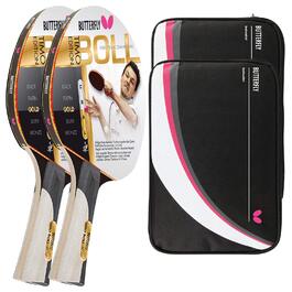 Ракетка для настільного тенісу Butterfly Gold 85020: професійна ракетка для хобі та тренувань, сертифікована ITTF, з накладками Pan Asia, комплект з 2 чохлів DC2 та додатковою ракеткою