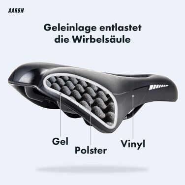 Велосипедне сідло AARON - ергономічне сідло для жінок та чоловіків, гелеве, водонепроникне. Підходить для трекінгового велосипеда, гірського велосипеда, міського велосипеда, електровелосипеда