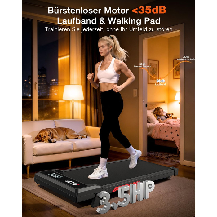 Бігова доріжка електрична складана з кутом нахилу 9%, 1-10 км/год Walking Pad для дому та офісу, двигун 3.0 к.с., LED-дисплей, амортизація, до 140 кг, чорна