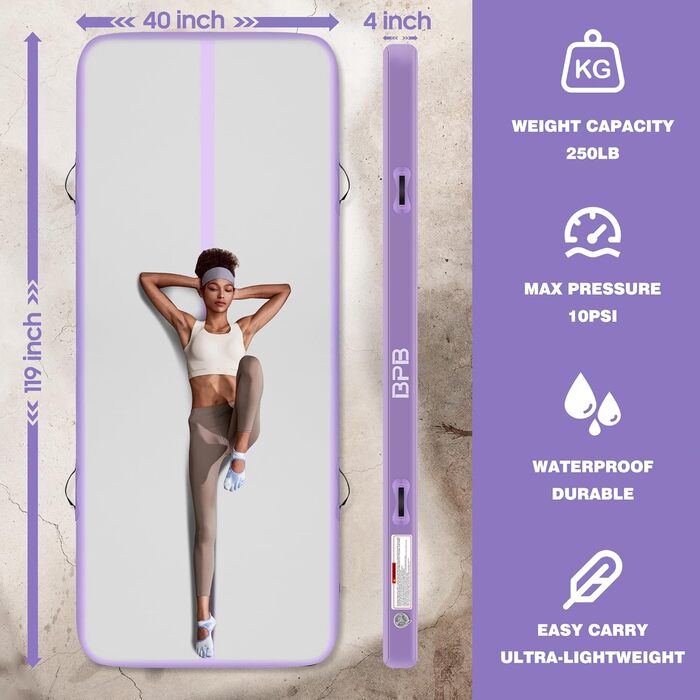 Надувна гімнастична матка BPB Air Matte Track, 3 м: для тренувань, йоги, челедингу, пілатесу