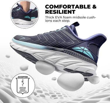 Жіночі спортивні сліпони ALLSWIFIT: зручні, дихаючі, з антиковзаючою підошвою для бігу, тенісу, фітнесу та крос-тренінгу. Білі (41.5 EU, Синій)