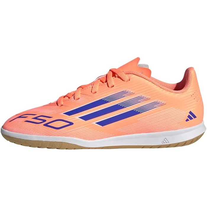 Дитячі футбольні бутси adidas F50 Club Indoor для залу, розмір 31 EU, кольори: Beam Orange, Lucid Blue, Cloud White