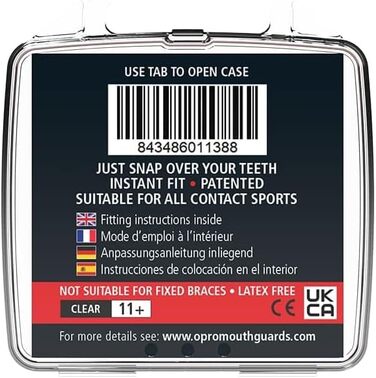 Захист для зубів OPRO Snap-Fit для спорту (для дорослих та дітей), прозорий