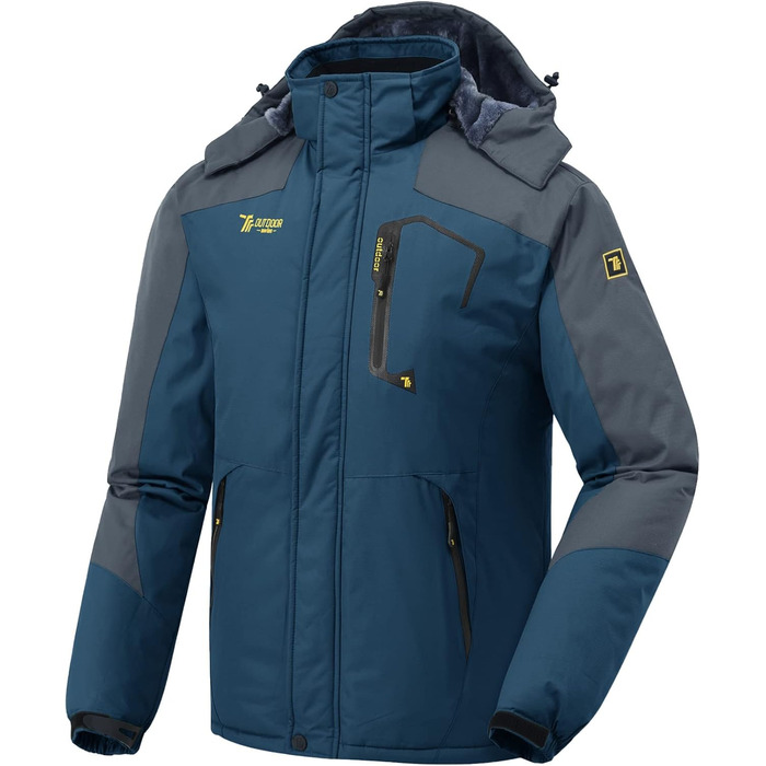 Чоловіча зимова куртка Jacken з флісовою підкладкою, водонепроникна, дихаюча, тепла, вітрозахисна Softshell, Outdoor, знімний капюшон, XL, denimblau (синій джинс)