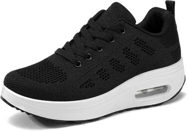 Жіночі бігові кросівки AHICO: легкі, дихаючі, для бігу та прогулянок, сітка, чорно-білі (37 EU)