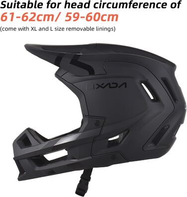 Велошолом Lixada MTB Full Face для гірського велосипеда, вентиляція, легкий, розмір L (59-62 см), чорний із золотом