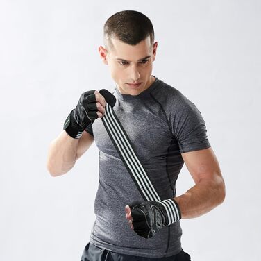 Фитнес рукавички для тренувань з підтримкою зап'ястя, чорні, розмір M. Рукавички для занять у спортзалі, велоспорту та тренувань.