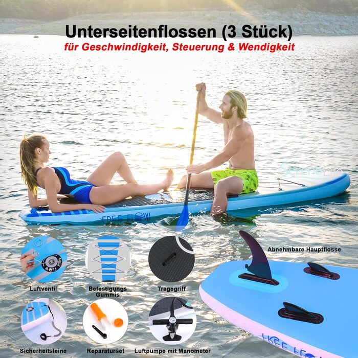 Надувна SUP-дошка SereneLife з повним комплектом аксесуарів, антиковзке покриття, весло, насос, сумка, для дітей та дорослих