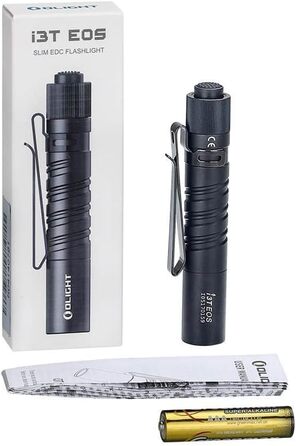 Ліхтарик Olight I3T EOS 180 люмен, міні, водонепроникний IPX8, алюмінієвий корпус, чорний - для кемпінгу та походів