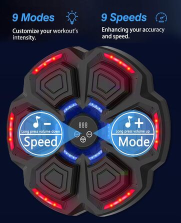Музичний бокс-машина ZXTWTOY з LED, настінна, з боксерськими рукавицями, 9 режимів швидкості, Bluetooth, електронна, подарунок для дорослих