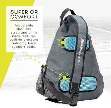 Рюкзак для піклболу Franklin Sports, сіро-синій – офіційний US Open, для екіпірування, чоловіків та жінок, місткий для ракеток, м’ячів та аксесуарів