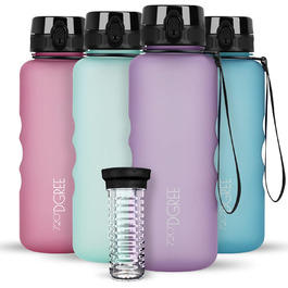 Пляшка для води 720°DGREE uberBottle 1,5 л SoftTouch з контейнером для фруктів, BPA-Free, спортивна, тританова, для фітнесу, спортзалу, прогулянок, ударостійка, багаторазова, лілово-фіолетова