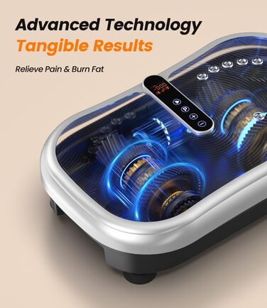 Вібраційна платформа 200W для фітнесу з пультом дистанційного керування, 120 рівнів, ультразвук та гумові ніжки – для домашніх тренувань, підтяжки м'язів та регенерації, ідеально для жінок та людей похилого віку, сріблястого кольору