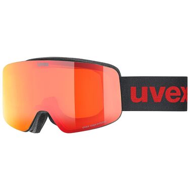 Дитячі гірськолижні окуляри uvex pwdr FM, дзеркальні, з широким оглядом та антифогом, чорний матовий/зелений, універсальний розмір