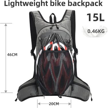 Buffup® Велосипедний рюкзак 15 л, водонепроникний, спортивний, для трекінгу, MTB, питна система