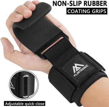 Набори для тяги Flintronic Power: 2 шт., для бодібілдингу, з неопреном 8 мм та бавовною, для силових тренувань та важкої атлетики (чорний)