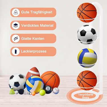 Стійка для зберігання м'ячів: баскетбольних, футбольних, волейбольних (5-ярусна, біла)