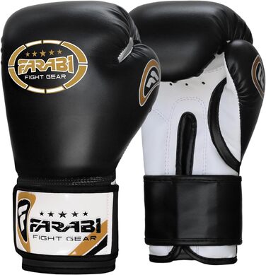 Боксерські рукавички Farabi Sports для дітей, 8-oz, чорні – бокс, ММА, муай-тай, кікбоксинг, спаринги, тренування