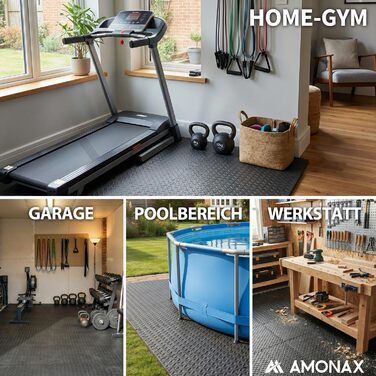 Набір пазл-килимків для фітнесу та спорту Amonax, захисний мат з пінопласту 30x30 см, сірий (18 шт, 1.67 м²), для дому, гаража та басейну