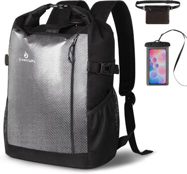 Водонепроникний рюкзак Seesack Rolltop з кишенею для телефону, 25L, для плавання, каякінгу, рафтингу, пляжу, чоловічий/жіночий (чорний)