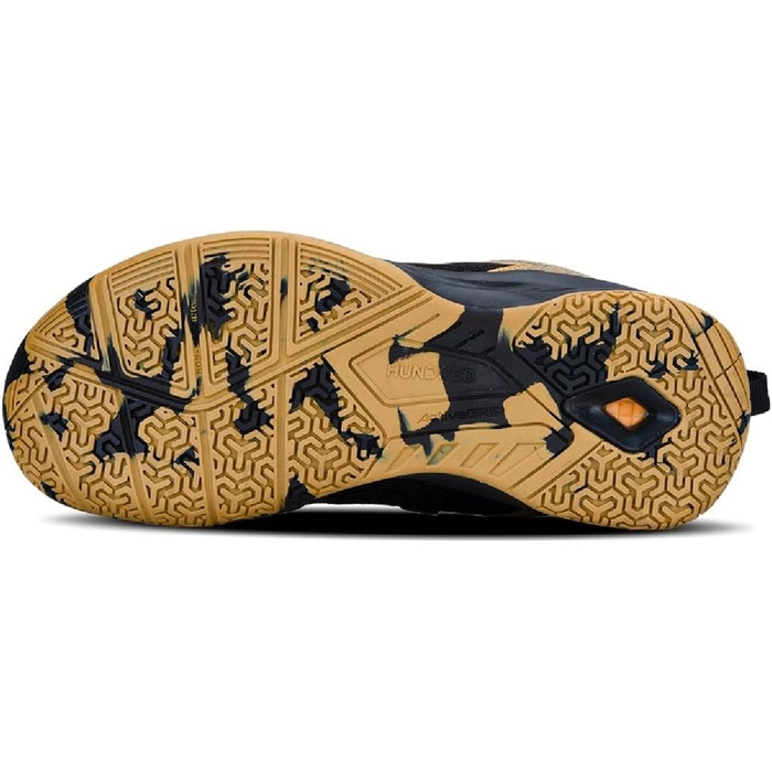 Бадмінтонні кросівки HUNDRED Court Star для дітей/юніорів | Легкі | X-Cushion | Для залу: бадмінтон, теніс, сквош, настільний теніс, баскетбол та падел (Чорний, Золотий, 37 EU)