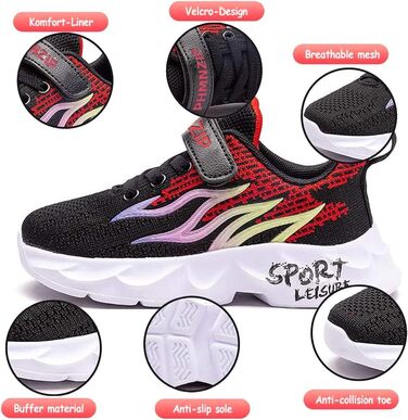 Дитячі кросівки Kinder: спортивні, легкі, дихаючі, для бігу, занять фітнесом, вулиці, залу (35 EU, Cx6888 Schwarz)