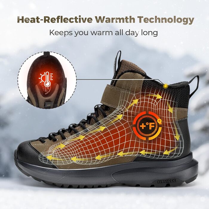 Черевики зимові чоловічі FitVille широкі з кріпленням на липучці, неслизькі, теплі, для активного відпочинку, розмір 40-50 (41 EU X-широкі, світло-коричневі)