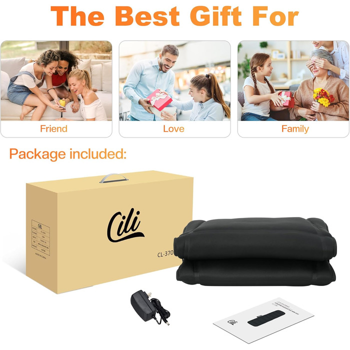 Масажна килимок CILI для всього тіла з підігрівом та вібрацією, масажне подушечко для спини, для зняття болю в спині та шиї