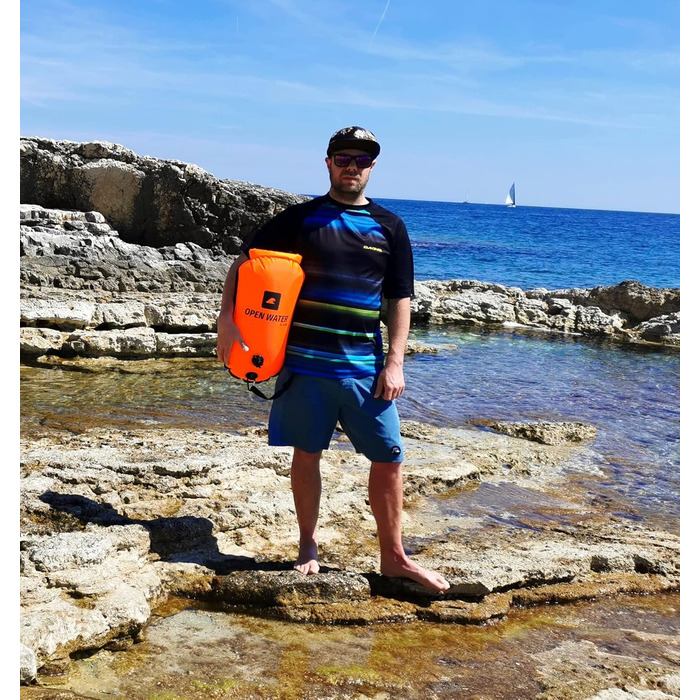 Надувна буйка OPENWATER для плавання та триатлону з рюкзаком 3-в-1, 28L, з водонепроникною сумкою